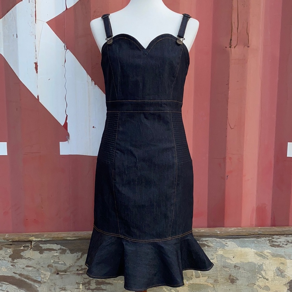 BLWCK Black Denim Jeans Dress Size L